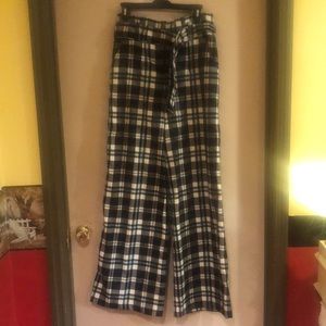 7th Ave plaid wide legged pants